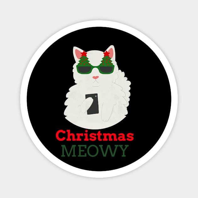 Meowy Christmas Cat Magnet by Dody